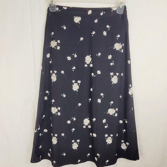 Elodie black dainty floral Aline pull on midi skirt Size small Romantic Girly - Picture 1 of 8